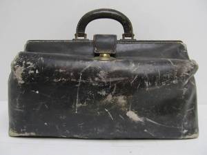 lot 243 image: Antique Black Leather Doctor Bag