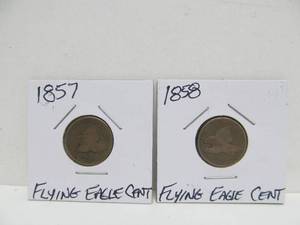 lot 262 image: 1857 & 1858 U.S. Flying Eagle Cents