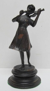 lot 270 image: Bronze Figural Sculpture - Girl Playing Violin