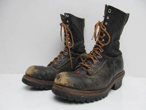 lot 281 image: Vintage RED WING Linesmans Leather Work Boots - Size 7.5 D