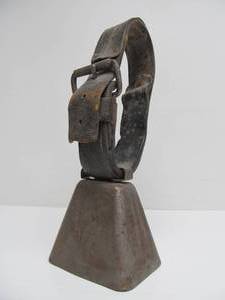 lot 298 image: Antique Cow Bell wLeather Strap
