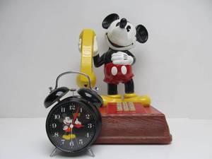lot 299 image: Vintage MICKEY MOUSE Telephone & Alarm Clock