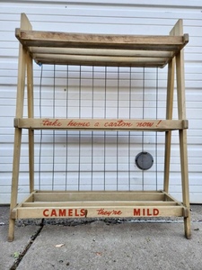 lot 359 image: Awesome Vintage 1940s-50s CAMEL Cigarettes Wooden Store Display Rack