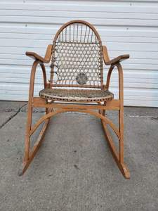 lot 377 image: Rustic Vintage Snowshoe Rocker Chair