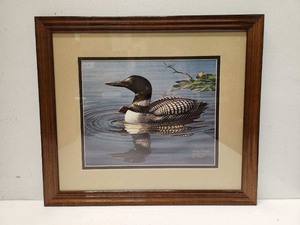 lot 380 image: Framed Signed James Meger HC Proof Loon Print