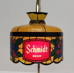 lot 253 image: Vintage Schmidt Beer Sign Faux Stained Glass Advertising Register Lamp
