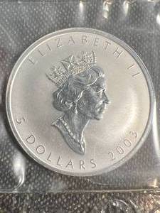2003 CANADA MAPLE 1 TROY OZ .9999 FINE SILVER SEALED