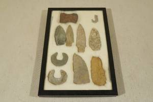 lot 21 image: Native American Arrowheads, Fish Hooks, and Tools