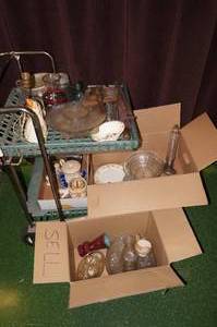 lot 137A image: Assorted Glassware -Vases, Plates, Serving Plates, Lamps, Glasses