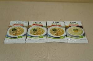 lot 176 image: 4 4oz Rada Quick Mix Chicken Wild RiceRoasted Corn Chowder Soup Mixes