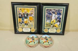 lot 203 image: 2 Brett Favre Framed Photographs with 2 Collector Plates