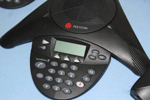 lot 88 image: Polycom SoundStation Sound Station Audio Conference Phone Lot - 5 Systems with Wall Module Power