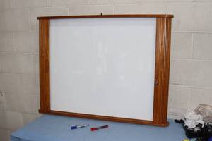 lot 89 image: Dry Erase Wood Cabinet Enclosure with Whiteboard