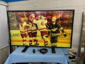 lot 75 image: Sharp Professional 55 LCD Display  Monitor Model PN-U553 with Table Stand & Remote Control