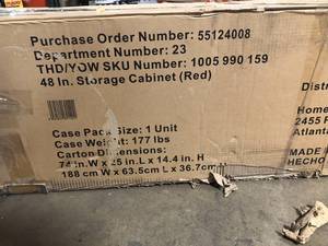 lot 2 image: Husky Ready-to-Assemble 24-Gauge Steel Freestanding Garage Cabinet in Red (48 in. W x 72 in. H x 18 in. D) Customer Returns See Pictures