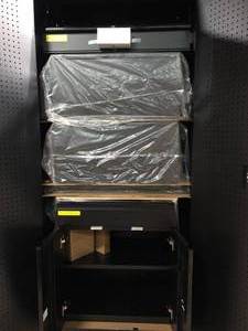 lot 3 image: Husky 4-Piece Heavy Duty Welded Steel Garage Storage System in Black (92 in. W x 81 in. H x 24 in. D) Damaged  Customer Returns See Pictures