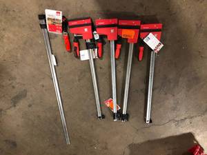 lot 12 image: Lot of BESSEY K-Body REVOlution (KRE) 24 in. Capacity Parallel Clamp with Composite Plastic Handle and 3-34 in. Throat Depth Customer Returns See Pictures