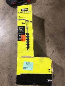lot 28 image: RYOBI ONE HP 18V Brushless Cordless Earth Auger with 6 in. Bit with 4.0 Ah Battery and Charger  Customer Returns See Picture