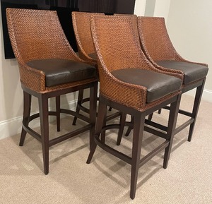 lot 26 image: Set of Five Woodbridge Furniture Company Bar Stools