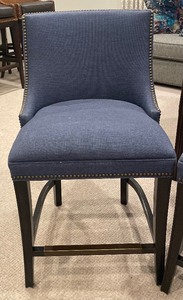 lot 29 image: Set of Four Hickory Chair Upholstered Bar Stools