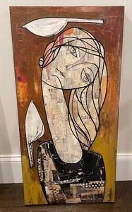 lot 48 image: Pair of Framed Art Pieces by Jinous Kani