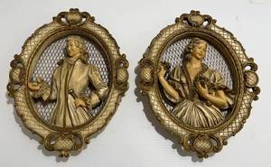 lot 16 image: Pair Of Antique 1958 Universal Statuary 3D Chalkware