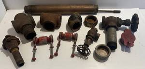 lot 51 image: Group Of Heavy Cast Metal Items And More Including Valves
