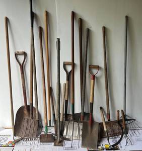 lot 88 image: Large Group Of Misc. Garden Tools Including Vintage