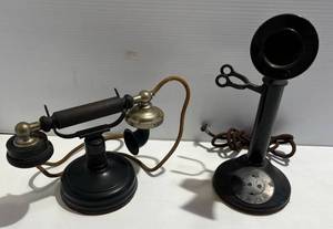 lot 126 image: Two Antique Telephones 1 American Tel & Tel Co. (AT&ampT)(Missing Parts) 1 Kellogg S. & S. Co.