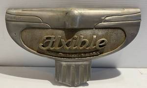 lot 129 image: 1940s-50s Flxible Brand Transit Bus Hood Emblem Cast Aluminum