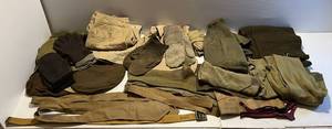 lot 138 image: Group Of Misc. WWII Clothing Including Leather Pilot Gloves And More