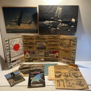 lot 146 image: Group Including Airplane Storyboard, Aircraft Photo, Bomber Flight Log, 1942 Flying Magazine (Royal Air Force) Magazine And More