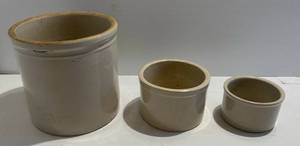lot 150 image: Three Misc. Stoneware Crocks