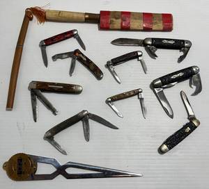 lot 156 image: Group Of Vintage Pocket Knives Some Missing Parts