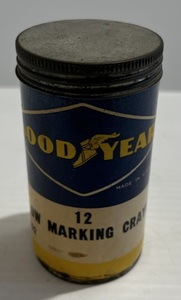 lot 169 image: Vintage Goodyear Yellow Marking Crayons Container With Crayons