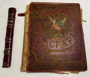 lot 171 image: Antique Scrapebook Filled With Antique Thread & Cotton Labels And More (VERY COOL) Book Needs TLC Binding Loose