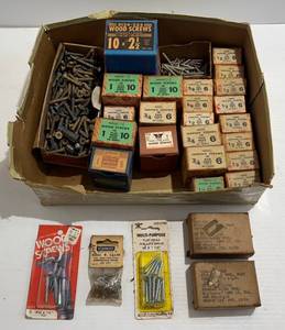 lot 221 image: Group Of Misc. Screws Including Wood Screws And More (Some Boxes Partailly Full)