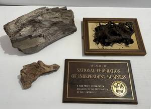 lot 223 image: Group Of Misc. Artwork And Petrified Wood