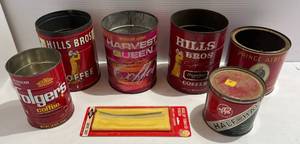 lot 224 image: Group Of Vintage Metal Coffee Cans And Tobacco Tins
