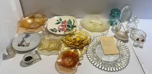 lot 234 image: Group Of Misc. Vintage Glass Items Including Very Old Ball Canning Jar