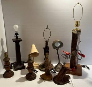 lot 267 image: Group Of Misc. Vintage Lamps Including Plastic Goose Neck And More