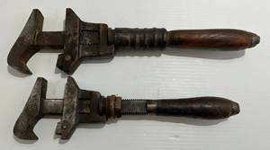 lot 290 image: Two Vintage Erie Tool Works Curved Jaw Combination Wrenches 1 (Has Workers Initials)