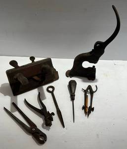lot 297 image: Group Of Antique Tools Including Wood Plane