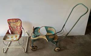 lot 306 image: Antique Baby Stroller & Baby Bouncer