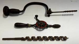 lot 4 image: Antique Drill And Drill Bits