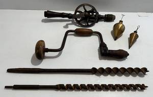 lot 11 image: Antique Drill And Drill Bits