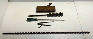 lot 16 image: Antique Drill And Drill Bits