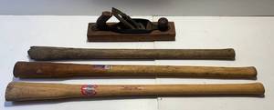 lot 29 image: Antique Wood Planes & Axe Handles