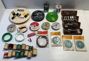lot 67 image: Group Of Vintage Sewing Items And Ribbons