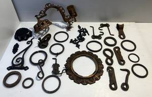lot 76 image: Group Of Misc. Antique Items Including Ornate Wall Mount Candle Holder And More